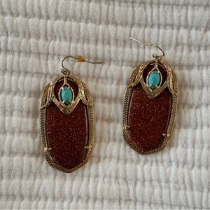 Kendra Scott Custom Design Drop Earrings, Chocolate Drusy and Turquoise
